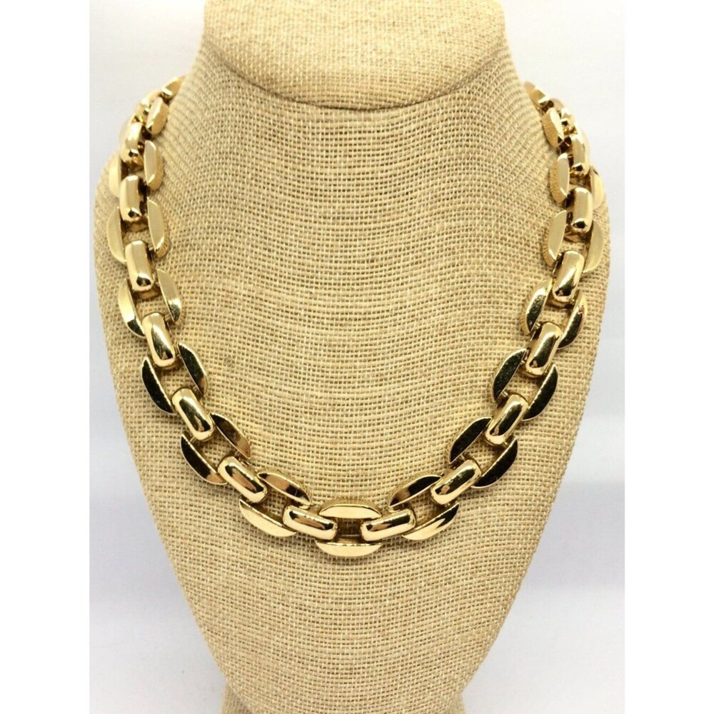 VINTAGE AVON NECKLACE Gold Tone Chunky Chain Link Collar 80s 90s Bold